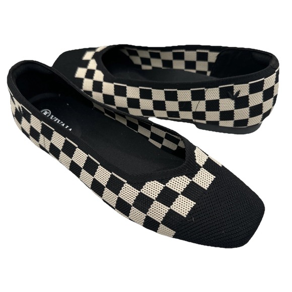 NEW Vivaia Margot 2.0 Stretch Knit Flats - Checkered 39 Size 9 - Picture 2 of 7